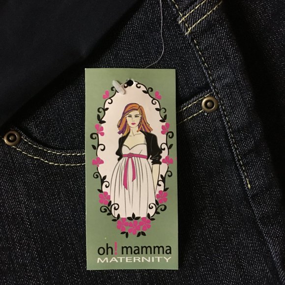 OH! MAMMA Blue Cuffed Capri Jeans with Full Panel  👶 NEW WITH TAG! - Picture 12 of 14